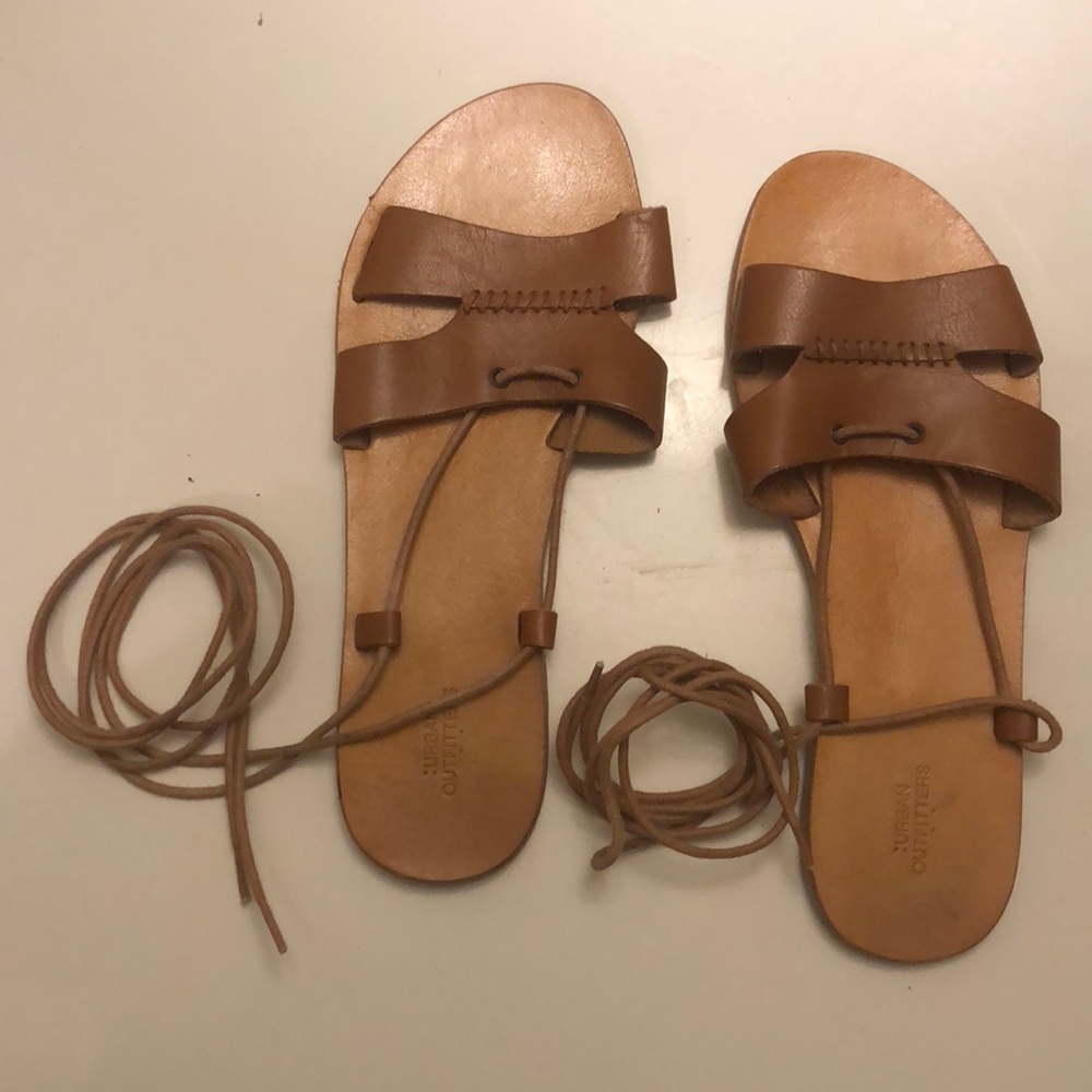 Urban Outfitters leather sandal w ankle wrap lace